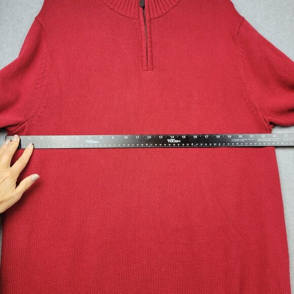 LL Bean Sweater Mens Size XL Double L Quarter Zip Red Knit 1/4 Zip Cotto… - Picture 5 of 10